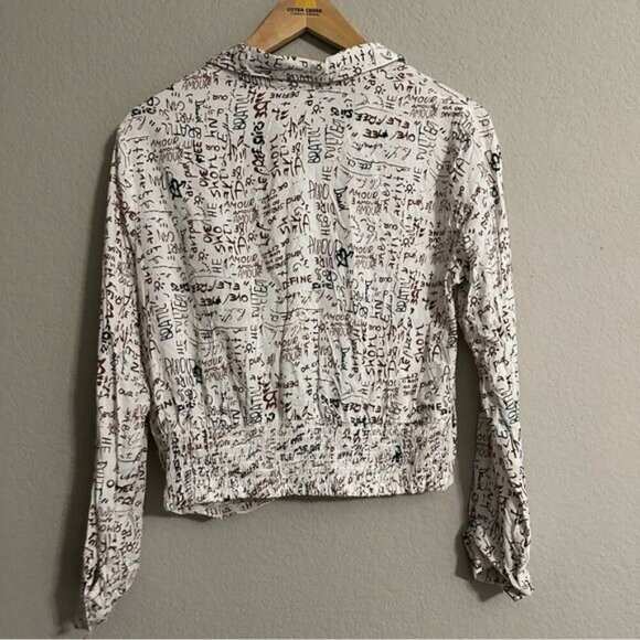 Milk & Honey print crop front twist dress shirt size medium - Picture 3 of 10